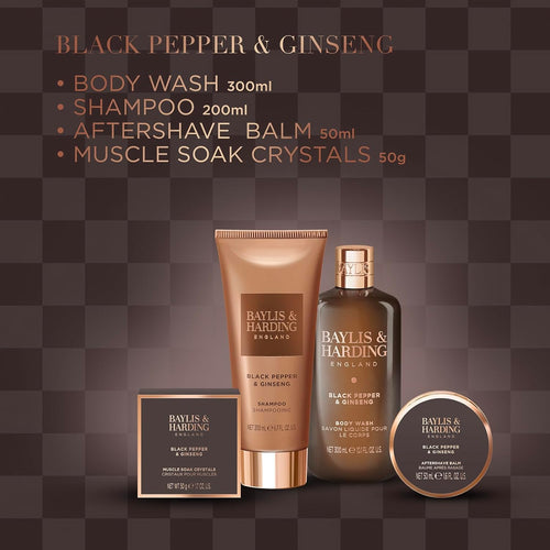Baylis & Harding Black Pepper & Ginseng Men's Body Care Kit Gift Set (Pack of 1) - Vegan Friendly